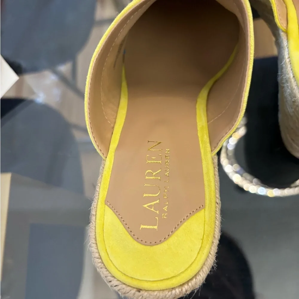 Lauren Ralph Lauren Pennie Suede Espadrille Wedge Shoe Size 7.5 NWT